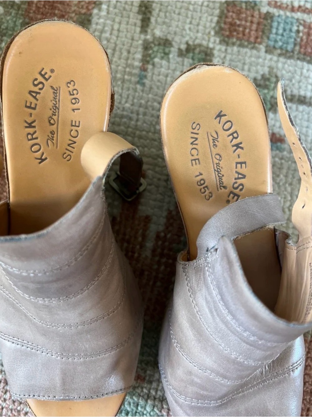 Kork-Ease Women's Sandals Leather Wedge Slingback in Taupe Size 8 M - Picture 3 of 8